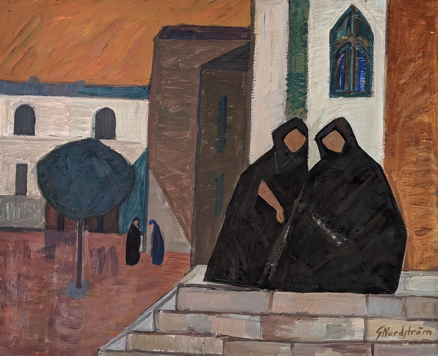 20th Century Swedish School ‘Gossiping in the Square’