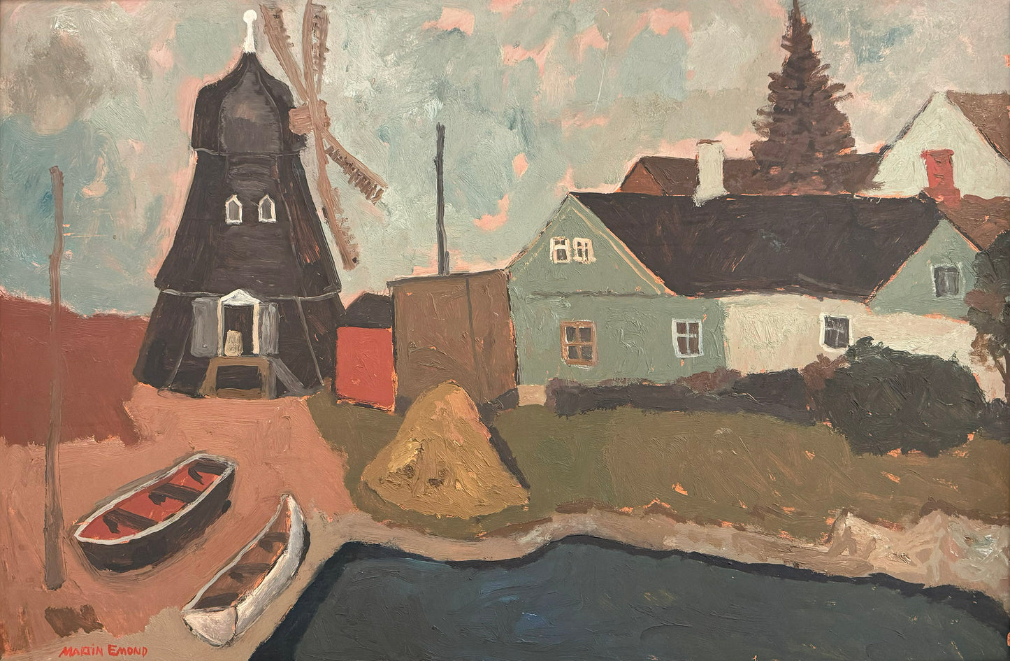 Windmill by a Riverbank