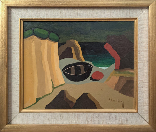 Beached boat under the Cliffs at Night