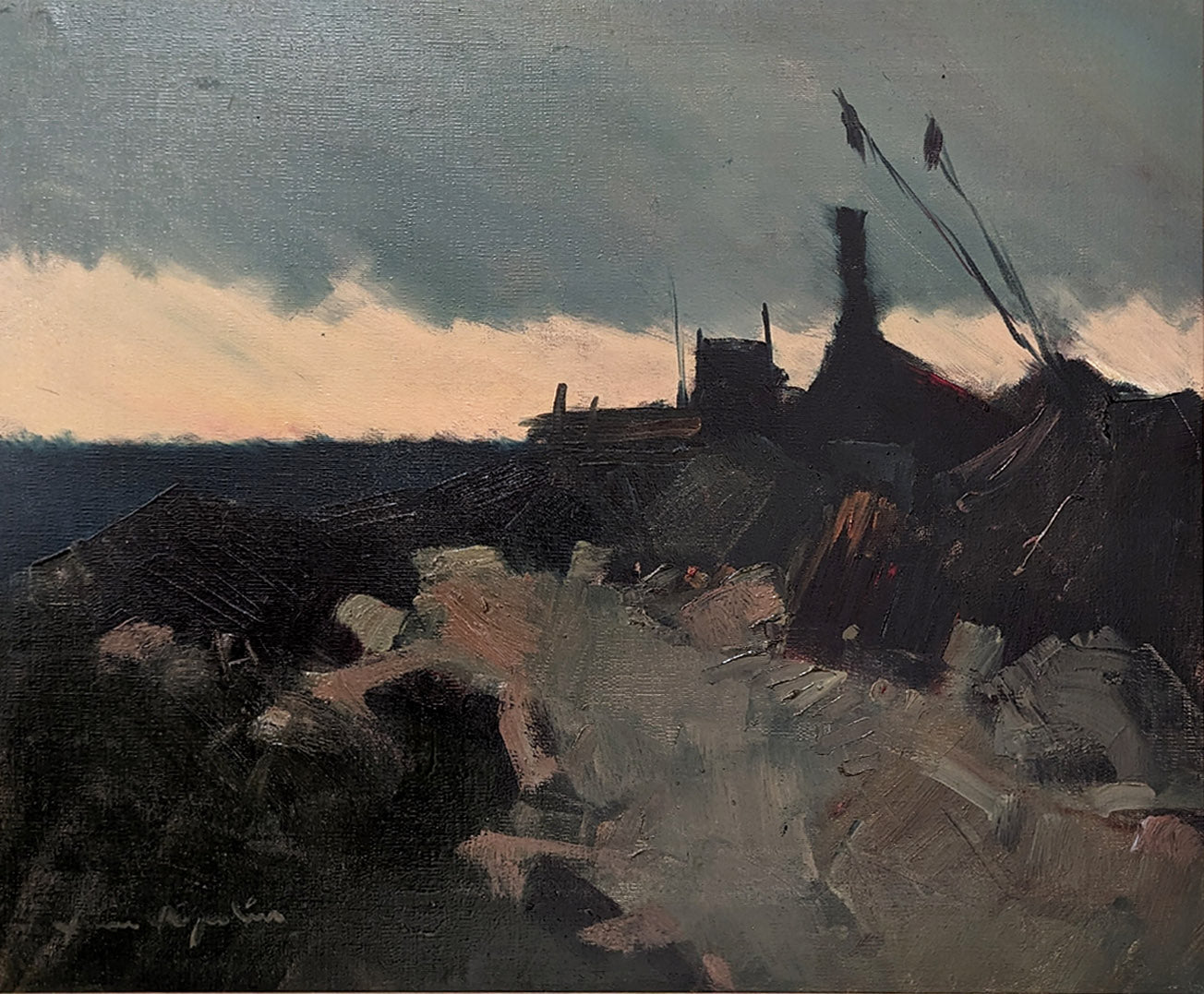 20th Century Swedish Artist ‘Fishing village at Dusk’