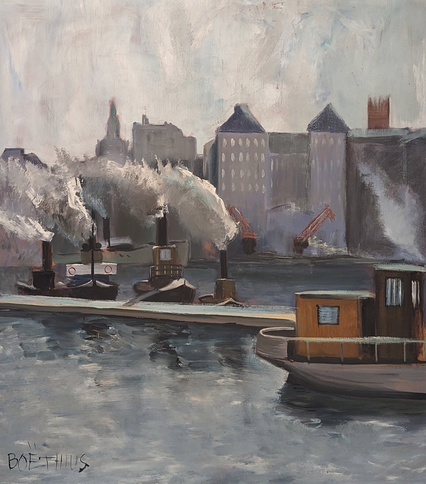Tug boats raising steam, 1945
