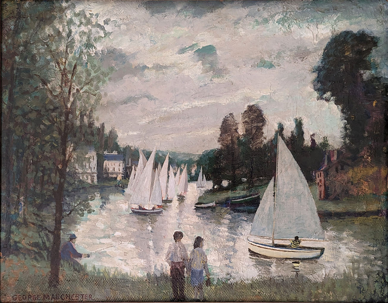 George Manchester (1922-1996) ‘Dinghies on the River’