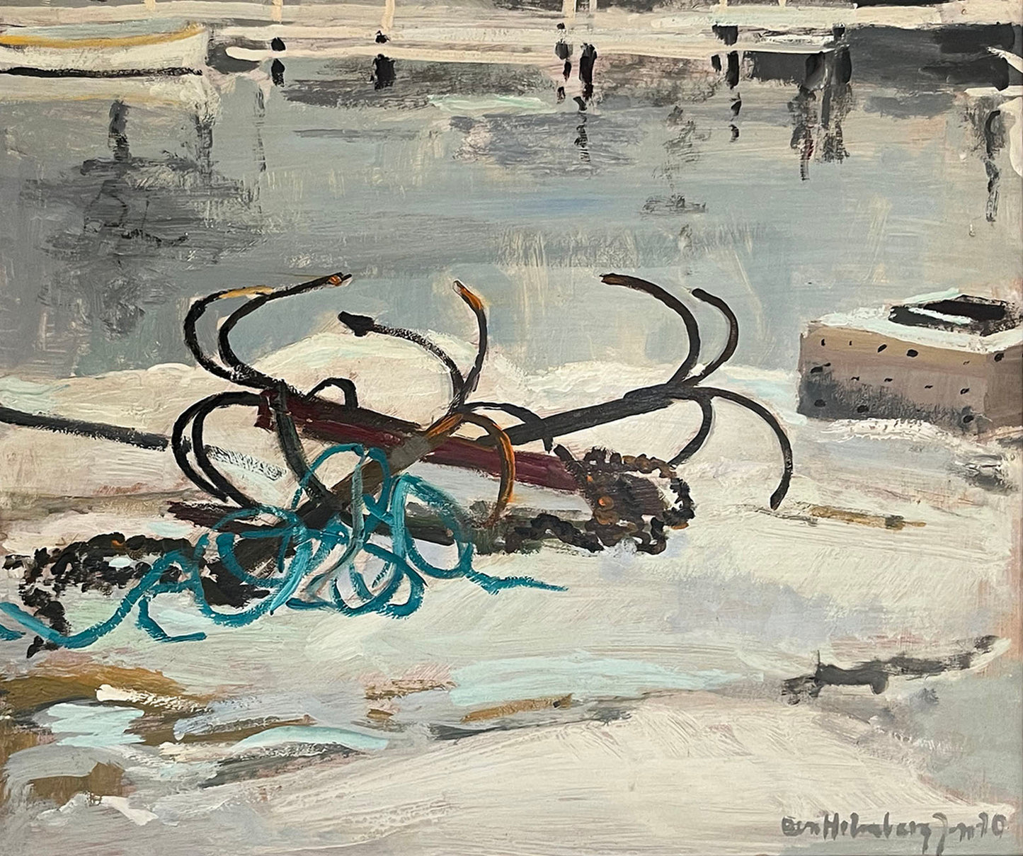 20th Century Swedish School ‘Anchors on the Quayside’