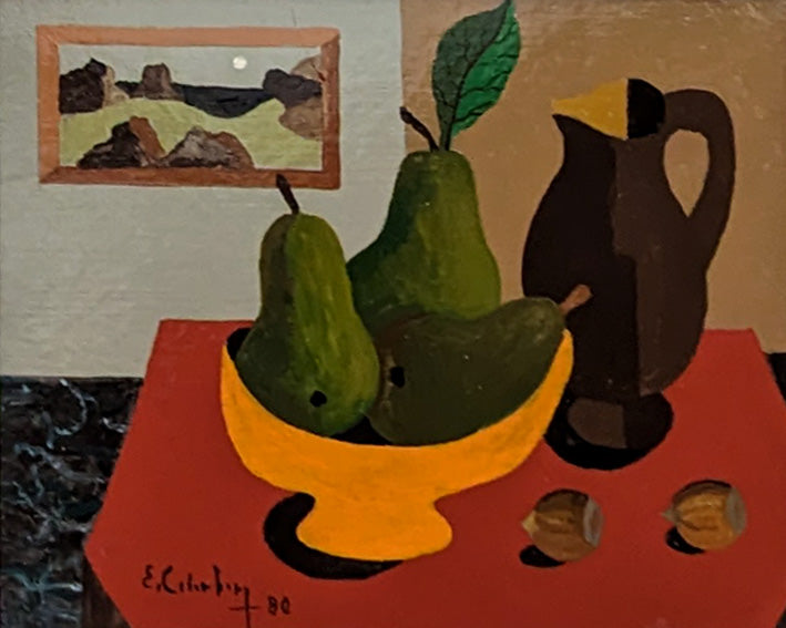 Still Life with Pears and Portrait