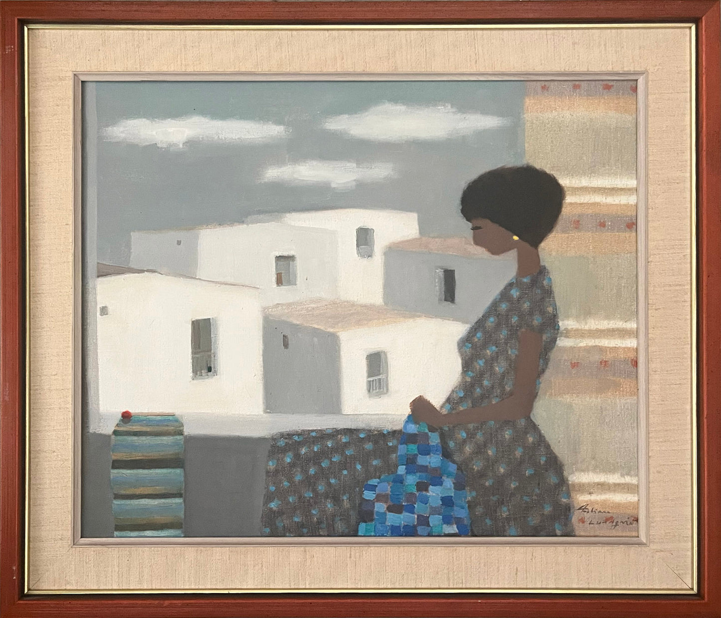 Sewing on the balcony