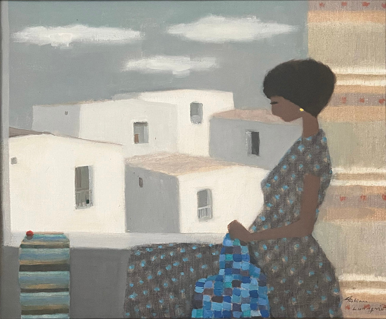 Sewing on the balcony