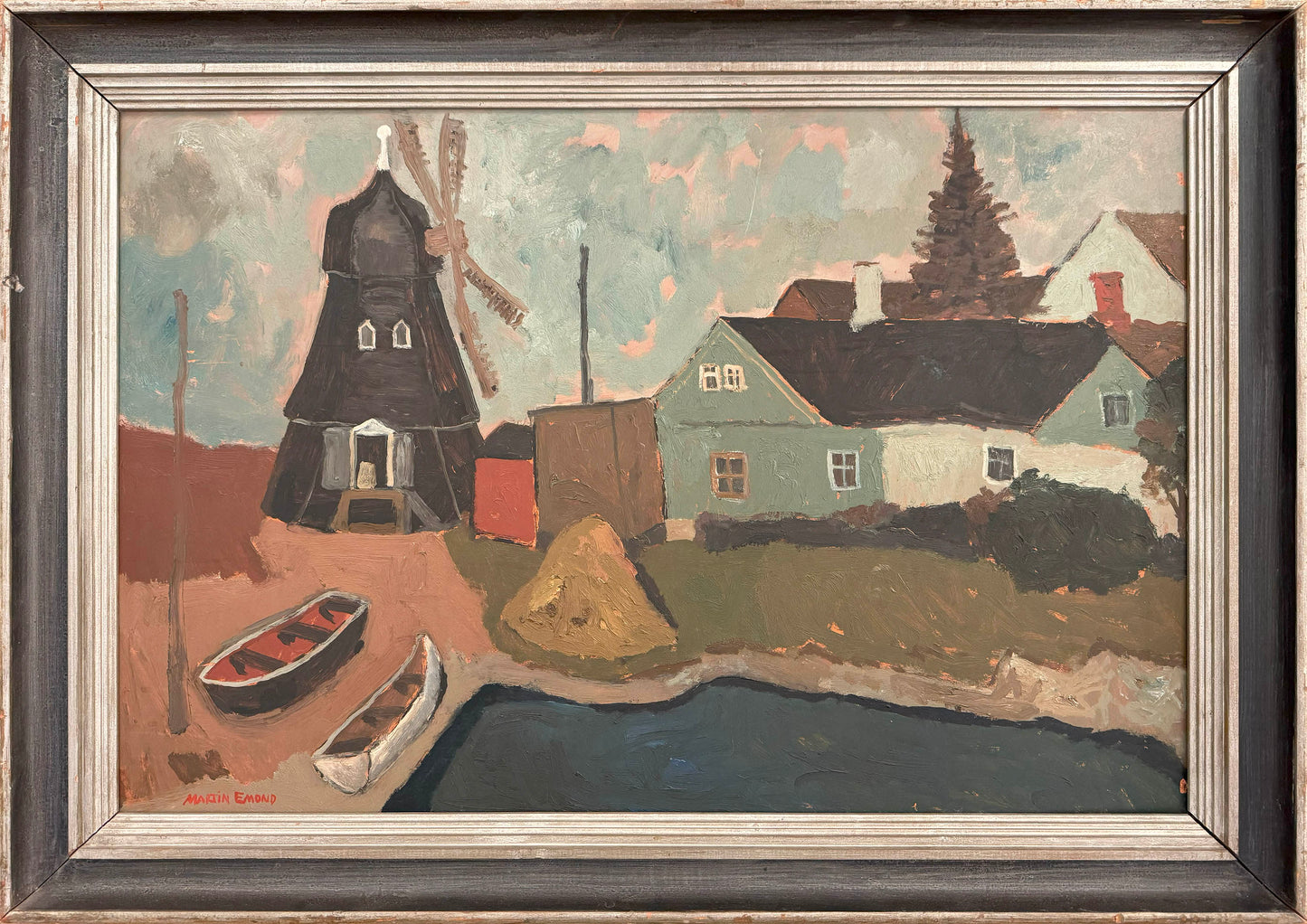 Windmill by a Riverbank