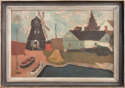 Windmill by a Riverbank