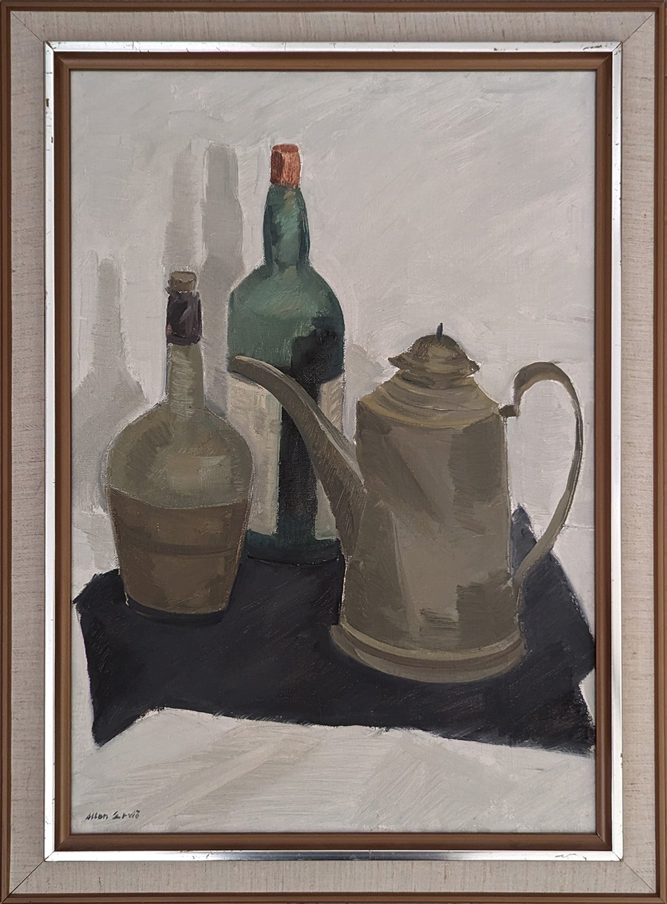 Still life with Coffee Pot & Wine Bottle