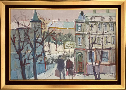 Travellers in a Snowy Street