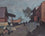 Figures crossing a Farmyard