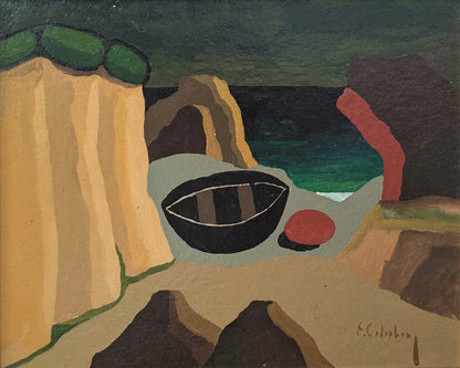 Beached boat under the Cliffs at Night