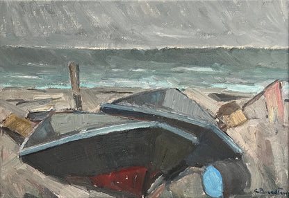 20th Century Swedish School ‘Boats on a winter shore’