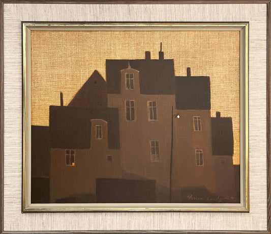 Town Silhouetted at Twilight