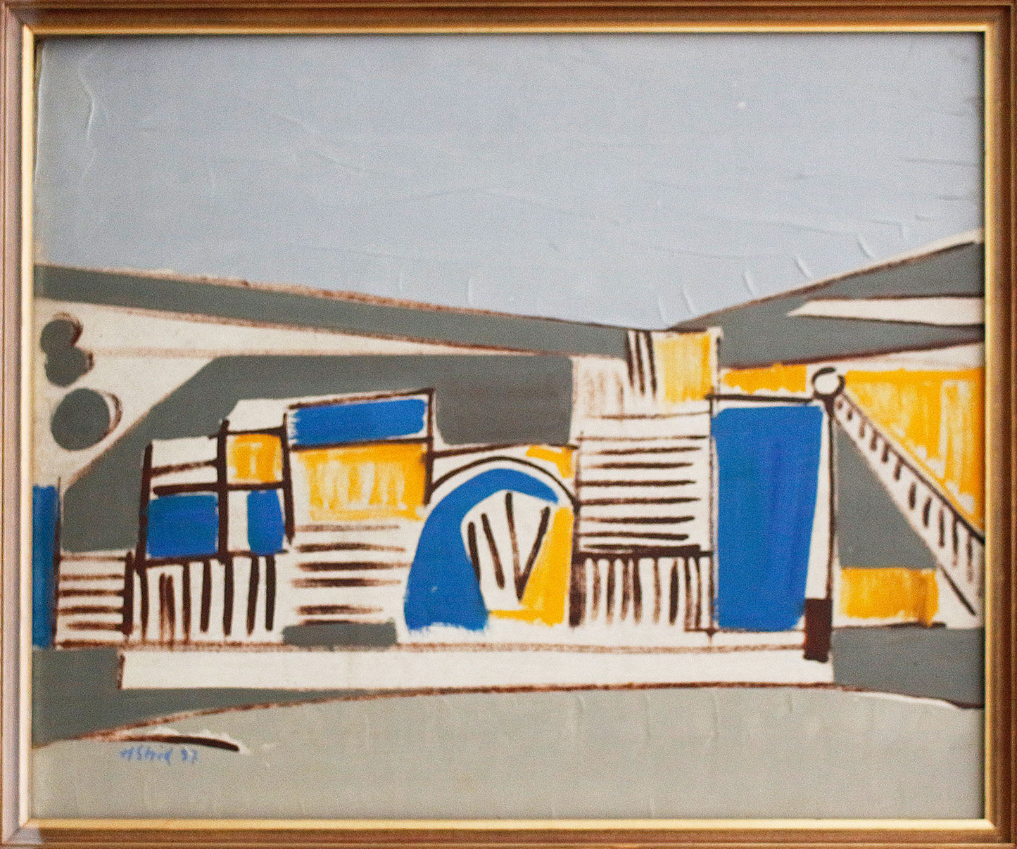 Abstract buildings in a landscape