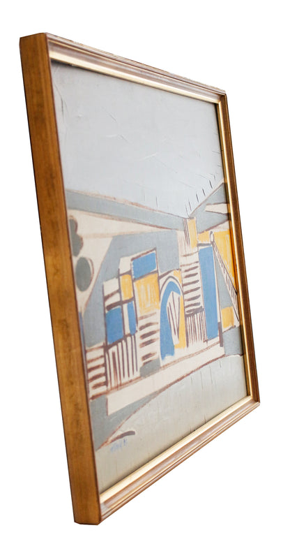 Abstract buildings in a landscape