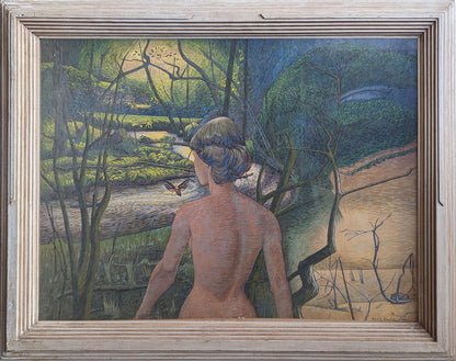 Figure in a Neo-romantic river landscape, 1953