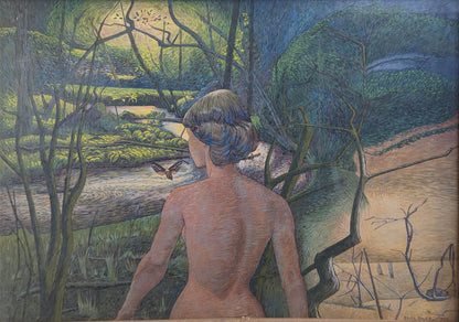 Figure in a Neo-romantic river landscape, 1953